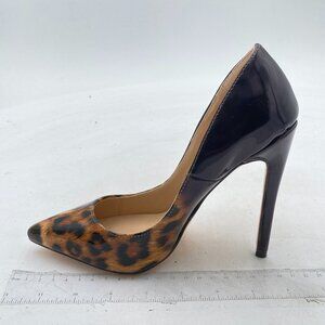 FSJ Black and Leopard Print Stiletto Heels